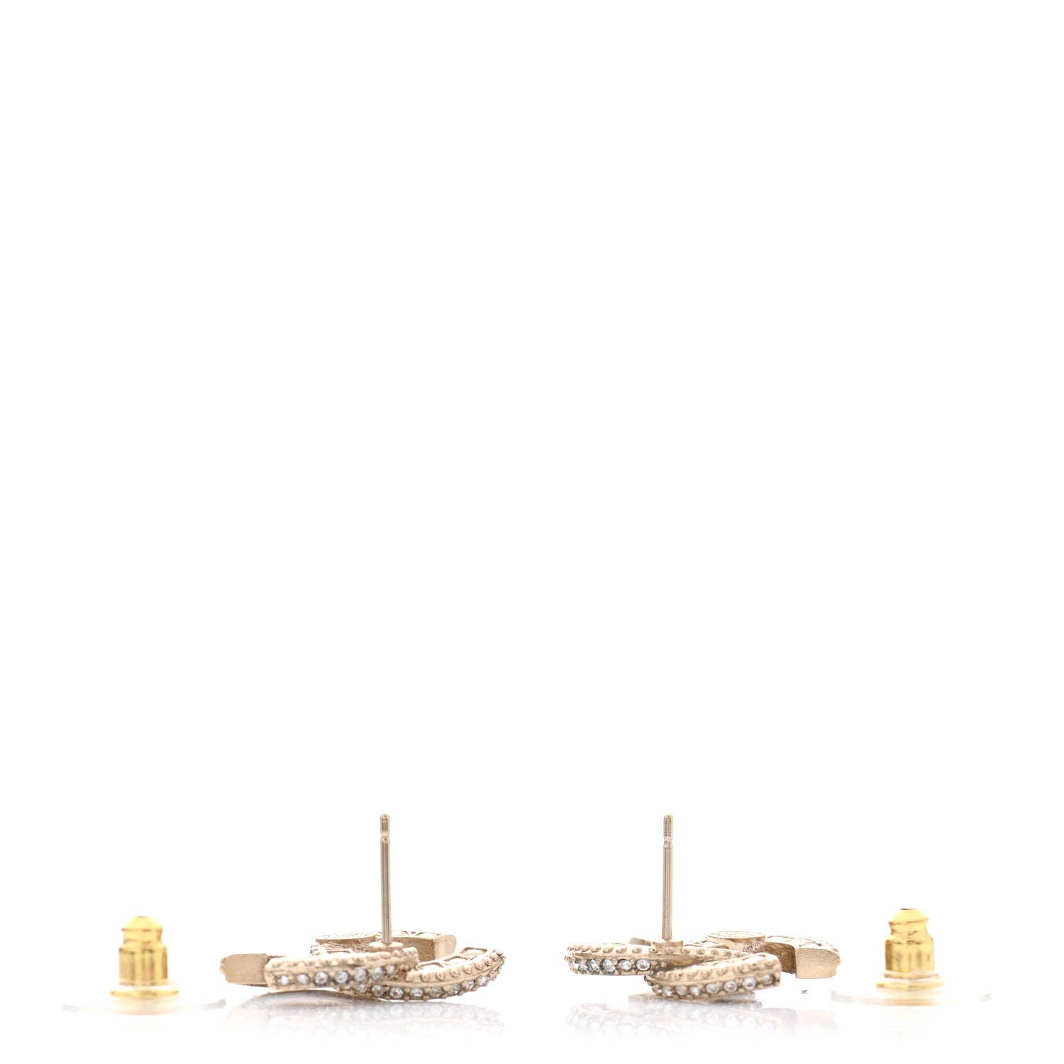 Chanel Crystal Timeless CC Earrings Light Gold 3 of 5