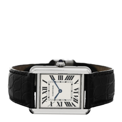 Cartier Stainless Steel Alligator 24mm Tank Solo Quartz Watch 2 of 5