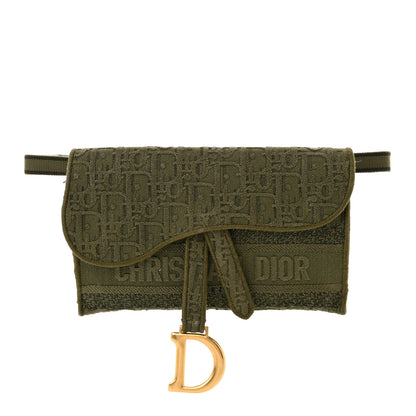 Christian Dior Oblique Embroidered Slim Saddle Pouch Green 1 of 10
