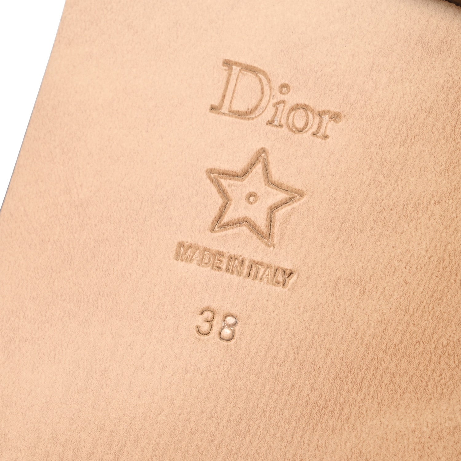 Christian Dior Suede Goatskin Shearling Embroidered Dway Slide Sandals 38 Cookie 7 of 10