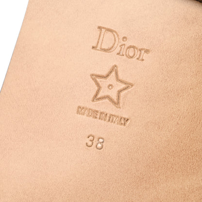 Christian Dior Suede Goatskin Shearling Embroidered Dway Slide Sandals 38 Cookie 7 of 10