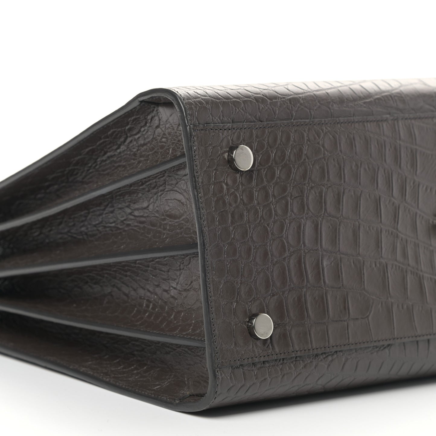 Calfskin Crocodile Embossed Small Sac De Jour Coal