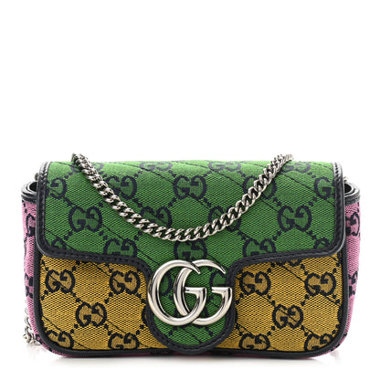 Gucci Monogram Multicolor Matelasse Diagonal Super Mini GG Marmont Shoulder Bag Green Blue Yellow Light Blue Pink 1 of 11