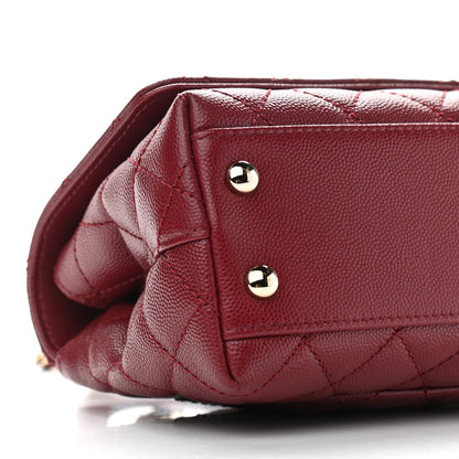 Chanel Caviar Quilted Lizard Embossed Extra Mini Coco Handle Flap Burgundy 9 of 10
