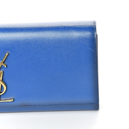 Saint Laurent Grain De Poudre Classic Monogram Cassandre Clutch Royal Blue 10 of 11