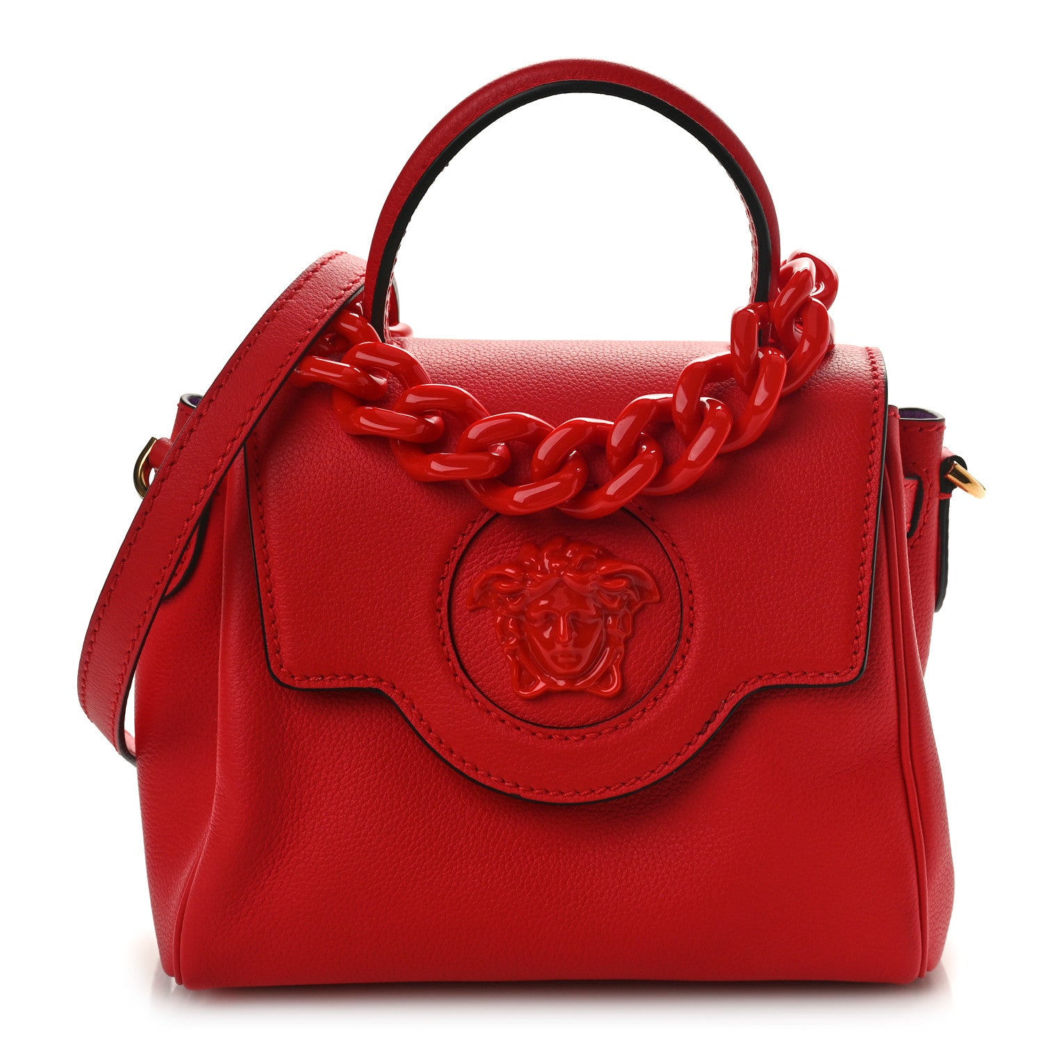 Versace Calfskin Small Medusa Top Handle Handbag Red 1 of 8