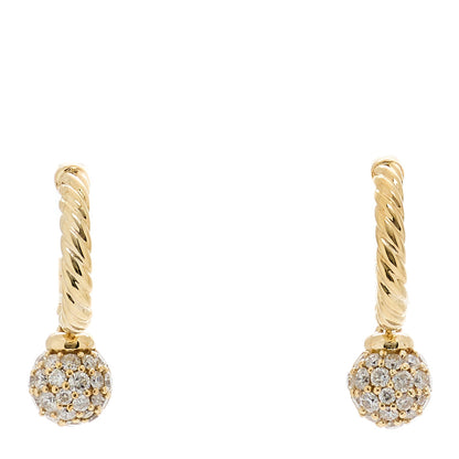David Yurman 18K Yellow Gold Diamond Solari Hoop Pave Earrings 1 of 4