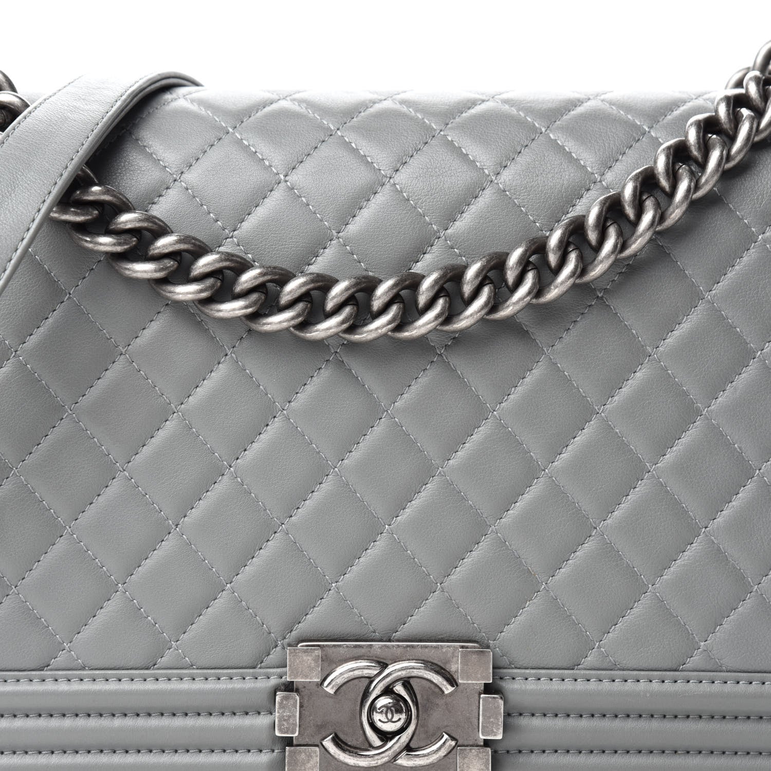 Chanel Calfskin Quilted New Medium Boy Flap Grey 10 of 10