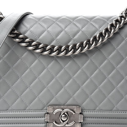 Chanel Calfskin Quilted New Medium Boy Flap Grey 10 of 10