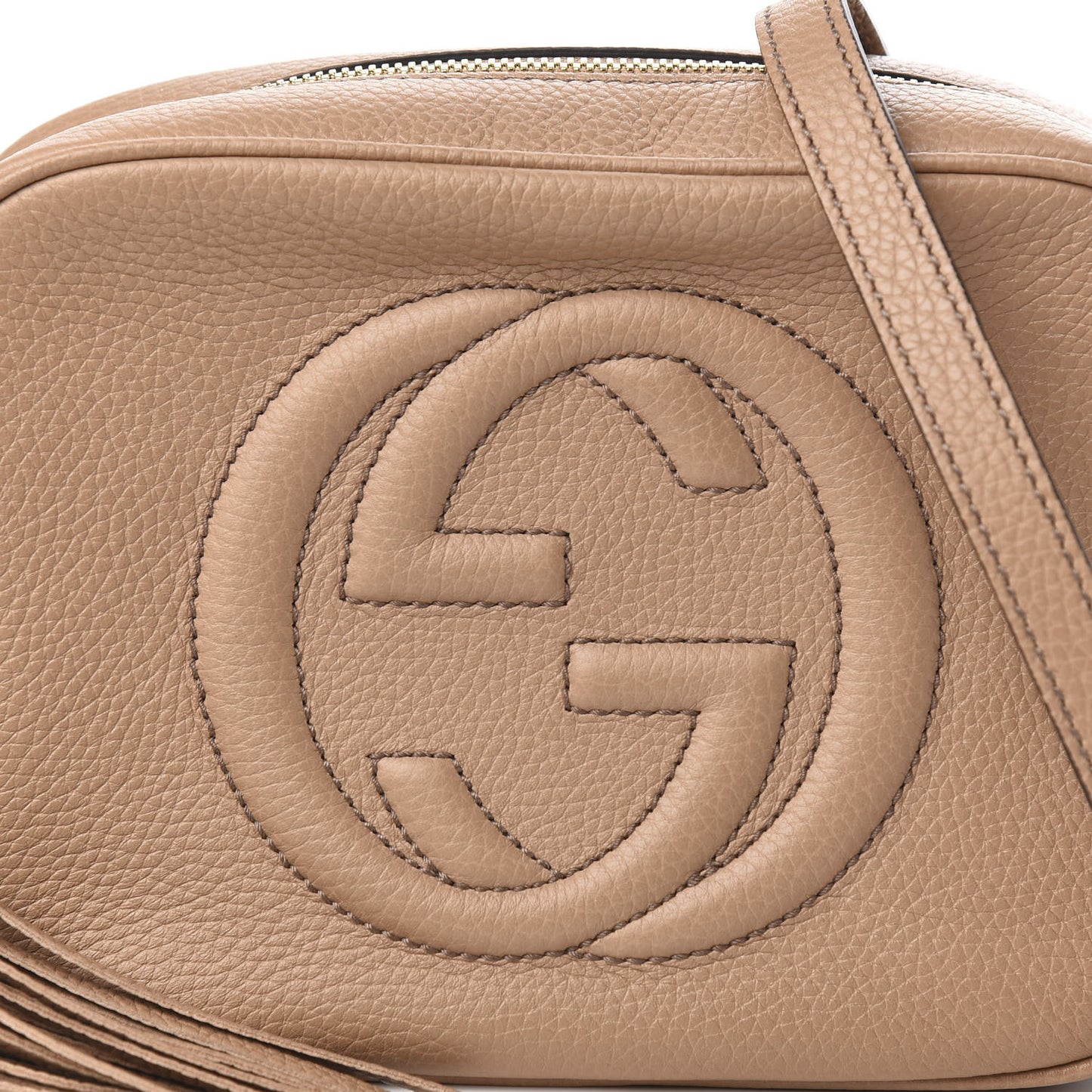 Pebbled Calfskin Small Soho Disco Bag Rose Beige