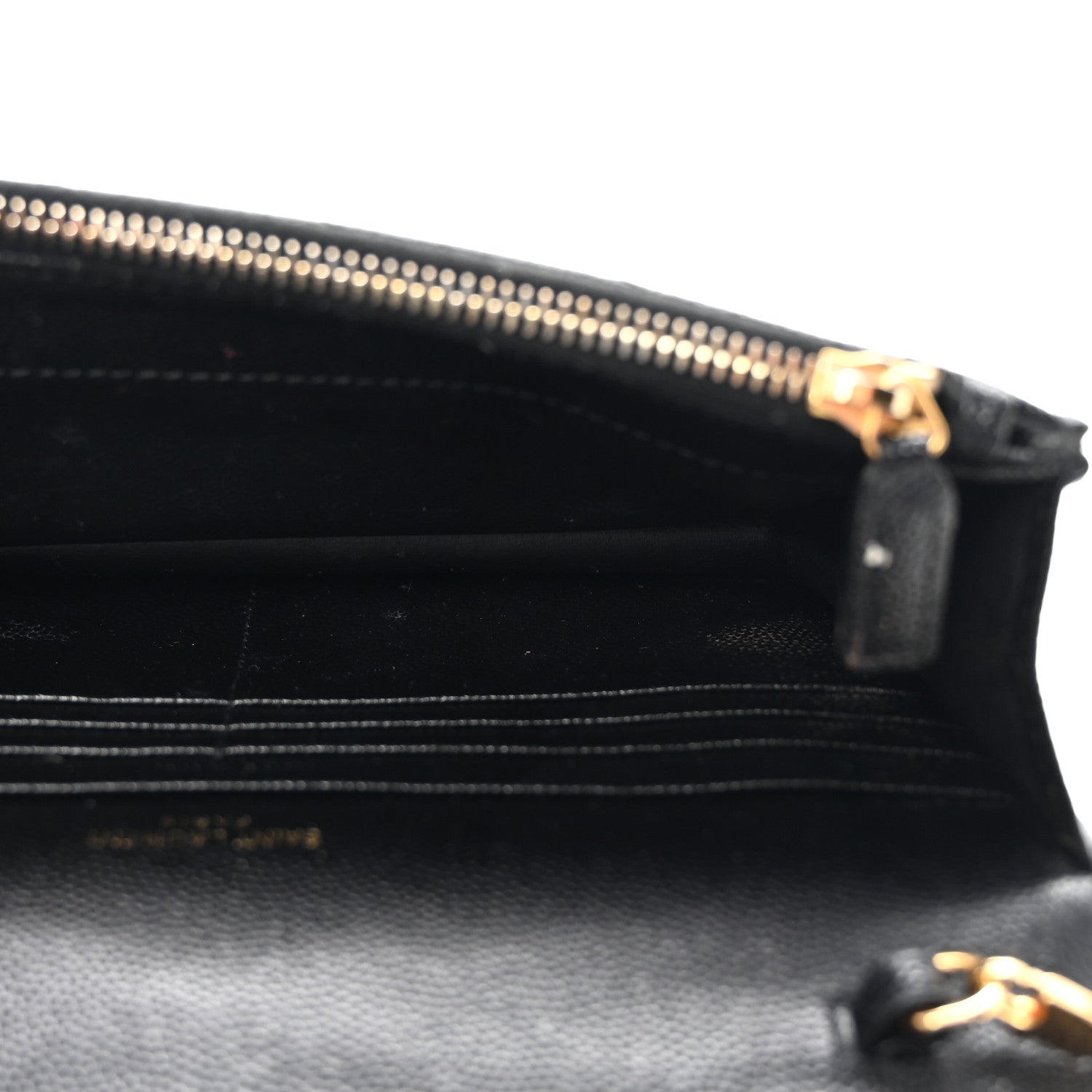 Saint Laurent Grain De Poudre Matelasse Chevron Monogram Envelope Chain Wallet Black 5 of 9