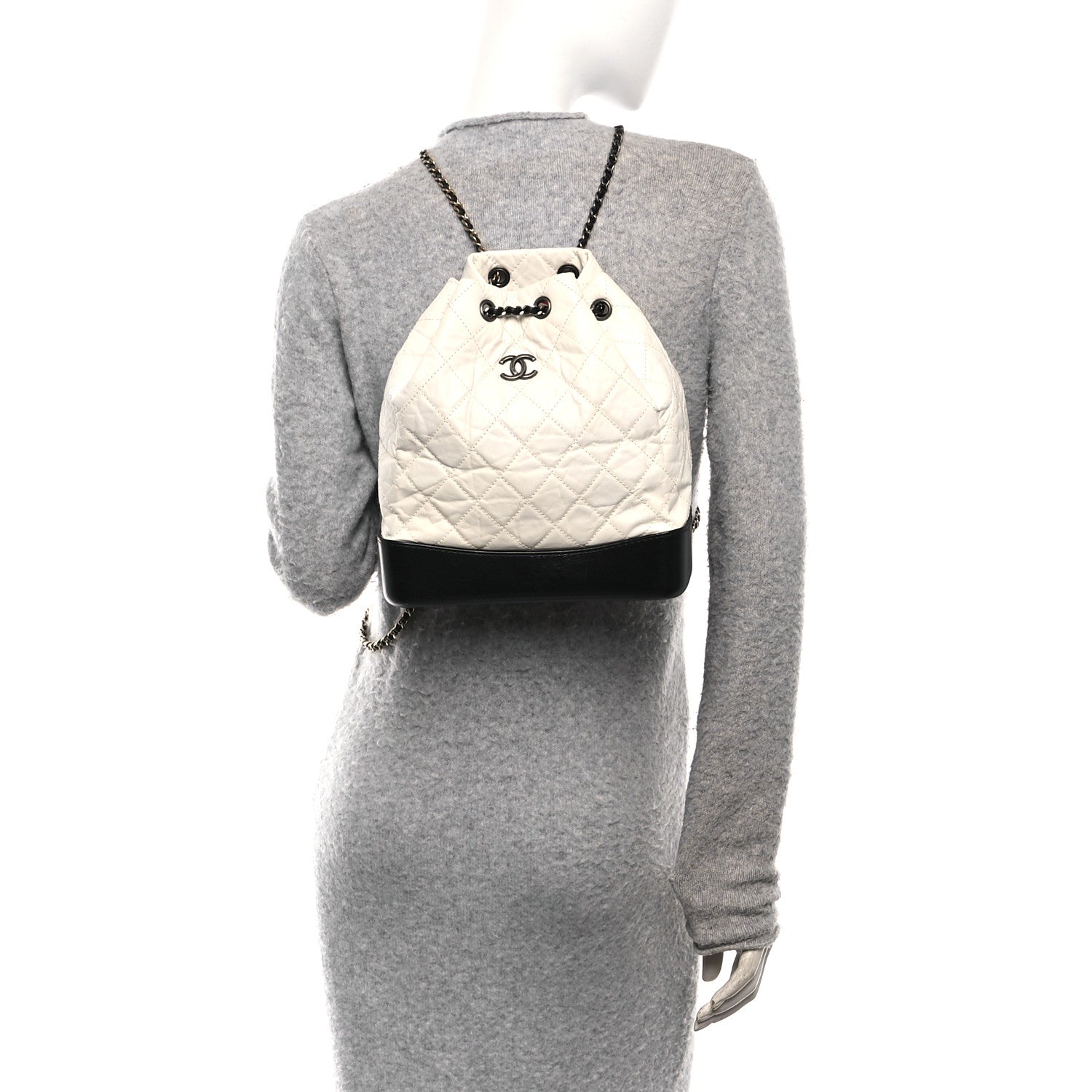 Chanel Aged Calfskin Quilted Gabrielle Backpack Black White 2 of 10