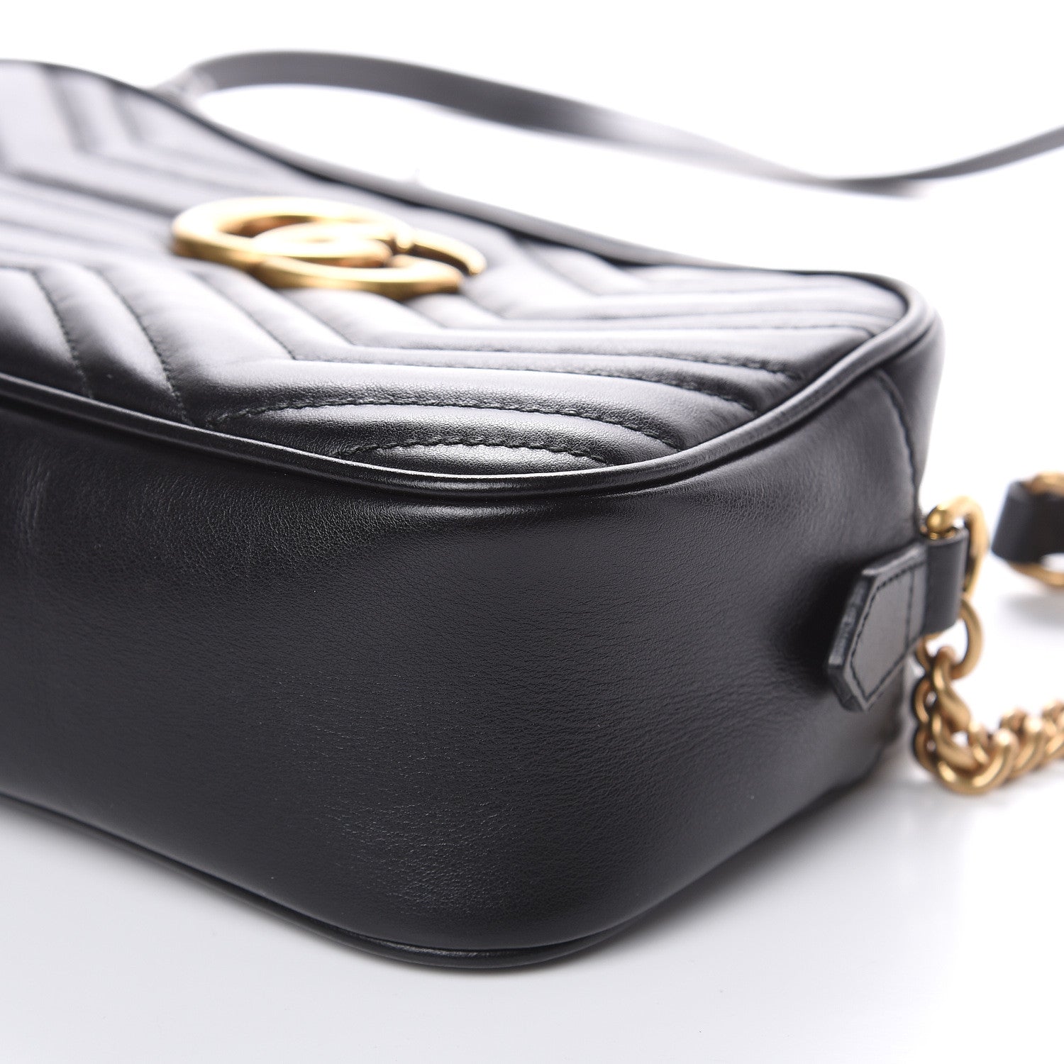 Gucci Calfskin Matelasse Small GG Marmont Chain Shoulder Bag Black 9 of 10