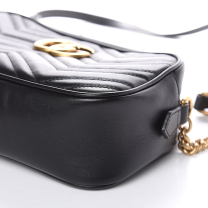 Gucci Calfskin Matelasse Small GG Marmont Chain Shoulder Bag Black 9 of 10