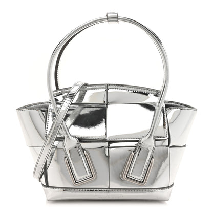 Bottega Veneta Mirror Laminated Nappa Maxi Intrecciato Mini Arco  Silver 1 of 12