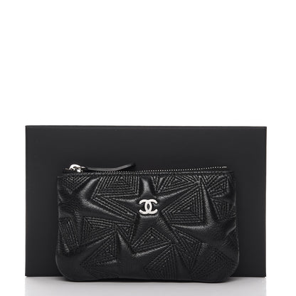 Chanel Lambskin Star Embossed Coin Purse Case Black 8 of 8