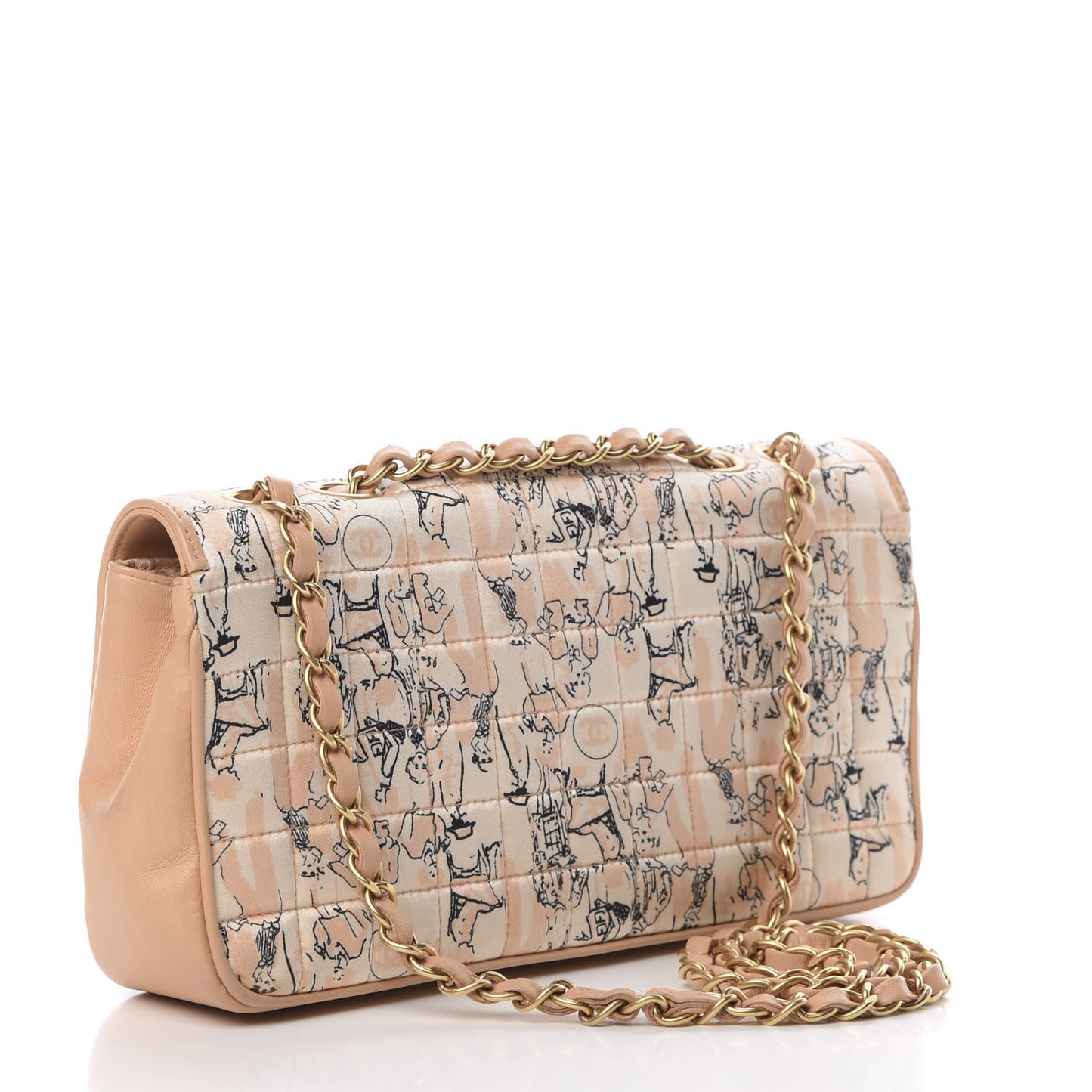 Silk Lambskin Coco Mademoiselle Scarf Flap Bag Beige