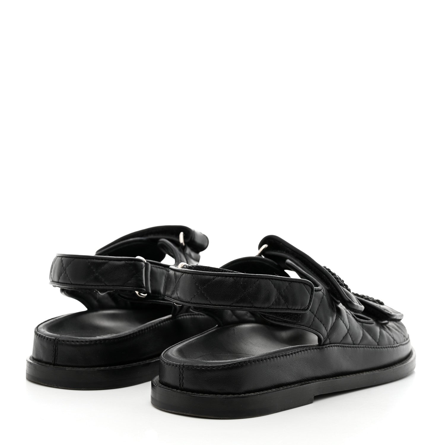 Chanel Lambskin Velcro Dad Sandals 38 Black 4 of 8