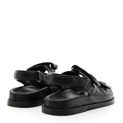 Chanel Lambskin Velcro Dad Sandals 38 Black 4 of 8
