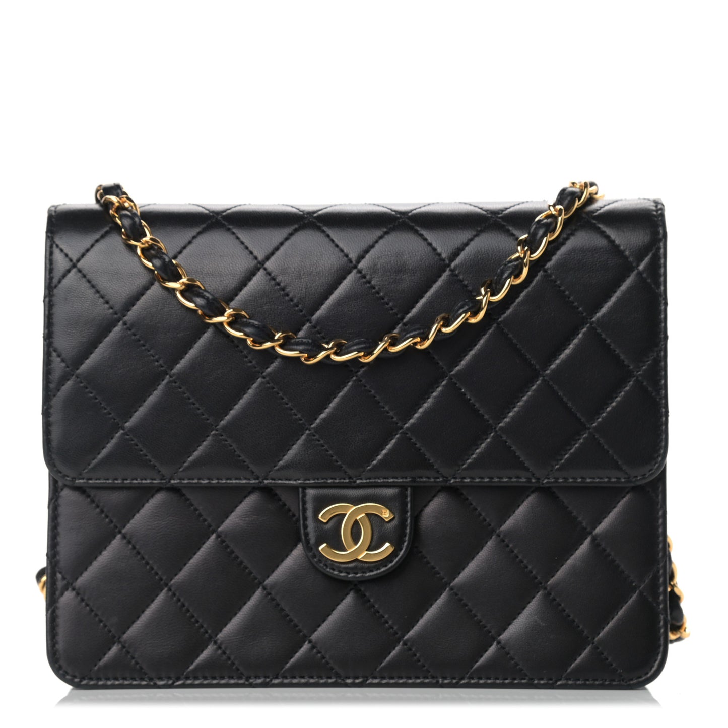 Lambskin Quilted Small Single Flap Black