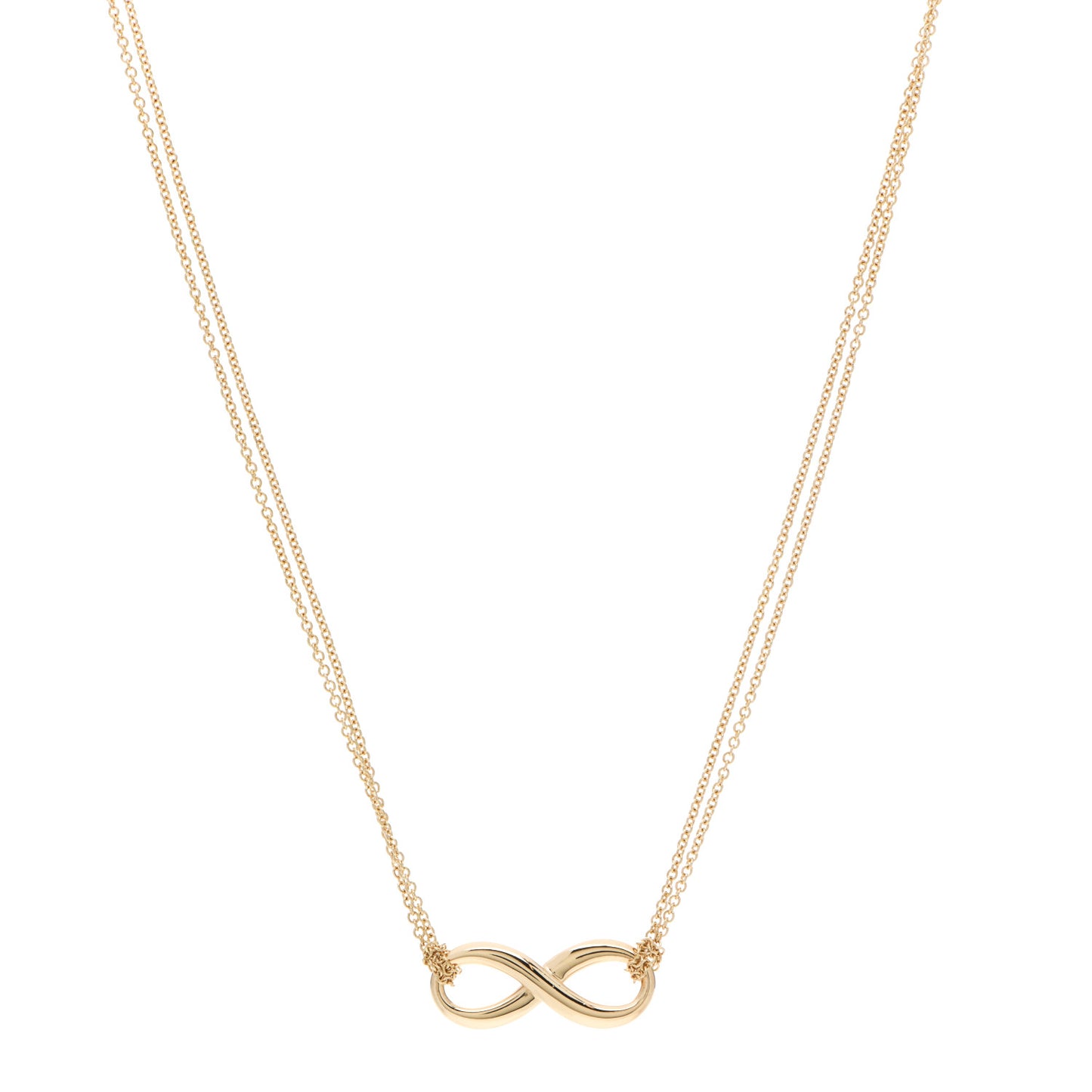 18K Yellow Gold Infinity Double Chain Pendant Necklace