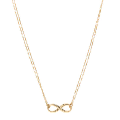 Tiffany 18K Yellow Gold Infinity Double Chain Pendant Necklace 1 of 6