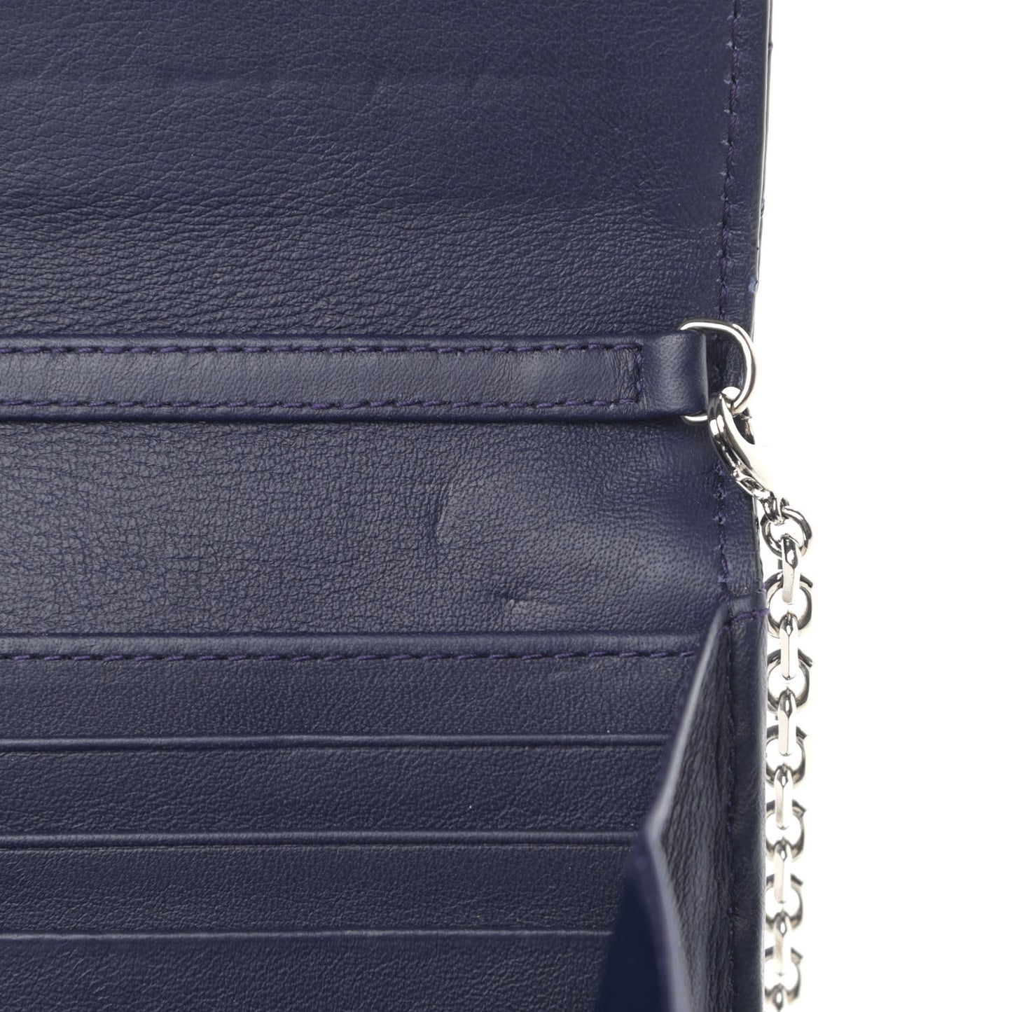 Patent Cannage Miss Dior Chain Wallet Purple