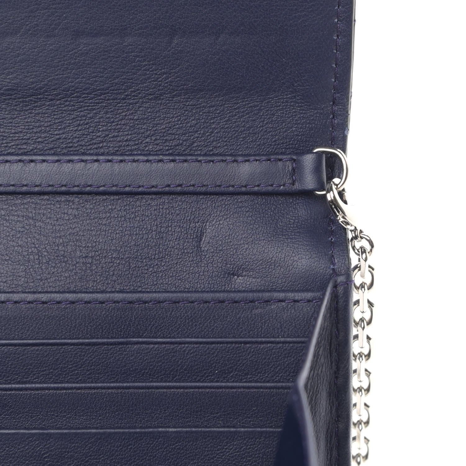 Christian Dior Patent Cannage Miss Dior Chain Wallet Purple 11 of 12