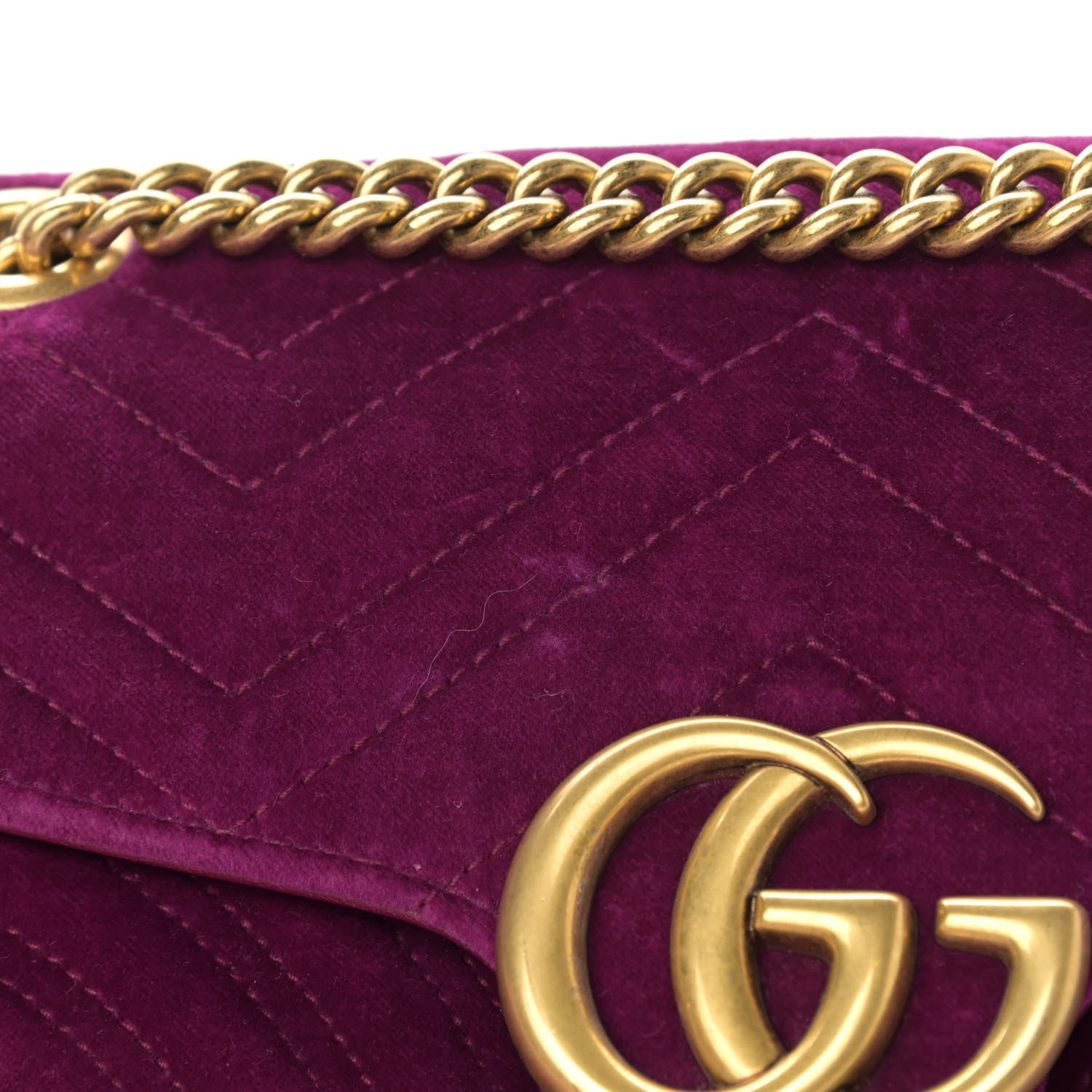 Gucci Velvet Matelasse Small GG Marmont Shoulder Bag Fuchsia Violet Cyclamen 16 of 17