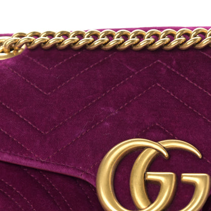Gucci Velvet Matelasse Small GG Marmont Shoulder Bag Fuchsia Violet Cyclamen 16 of 17