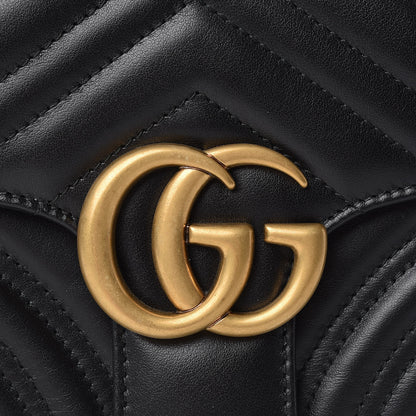 Gucci Calfskin Matelasse Sylvie Web Small GG Marmont Top Handle Shoulder Bag Black 5 of 11