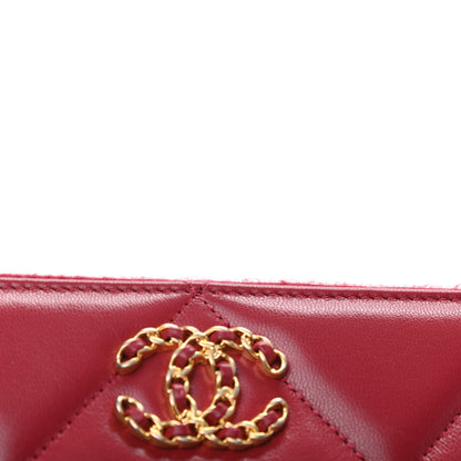 Chanel Shiny Goatskin Quilted 19 Long Zipped Around Wallet Red 11 of 12