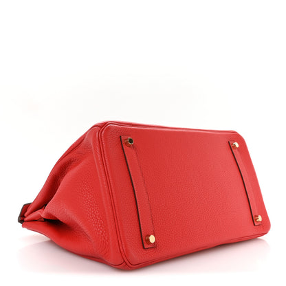 Hermes Taurillon Clemence BIRKIN 35 Rouge Tomate 3 of 10