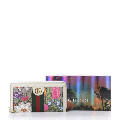 Gucci GG Supreme Monogram Flora Ophidia Zip Around Wallet White 7 of 7