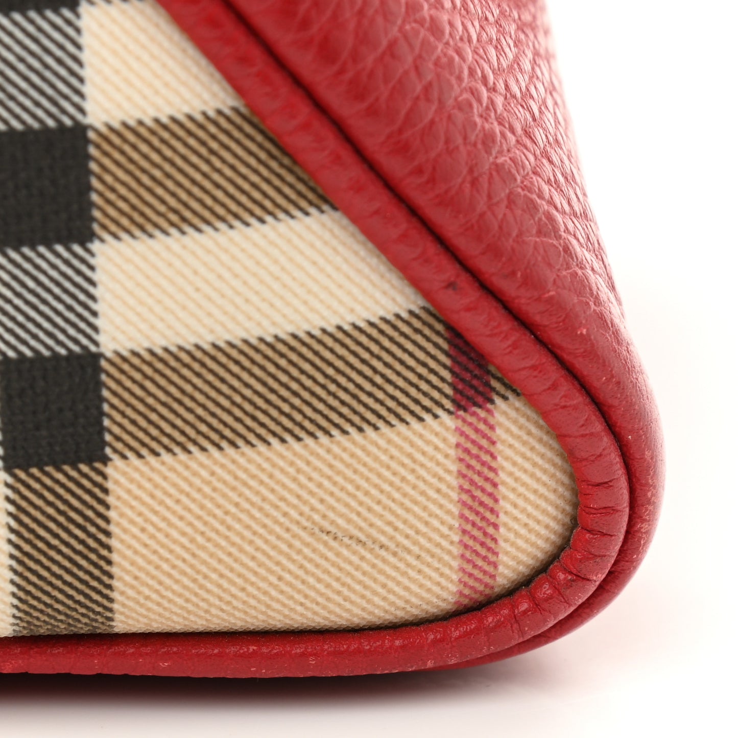 Grainy Calfskin House Check Horn Toggle Tote Red