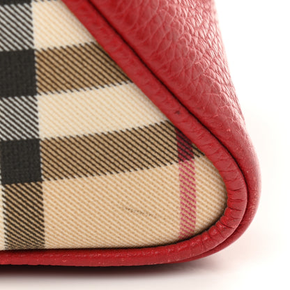 Burberry Grainy Calfskin House Check Horn Toggle Tote Red 13 of 13