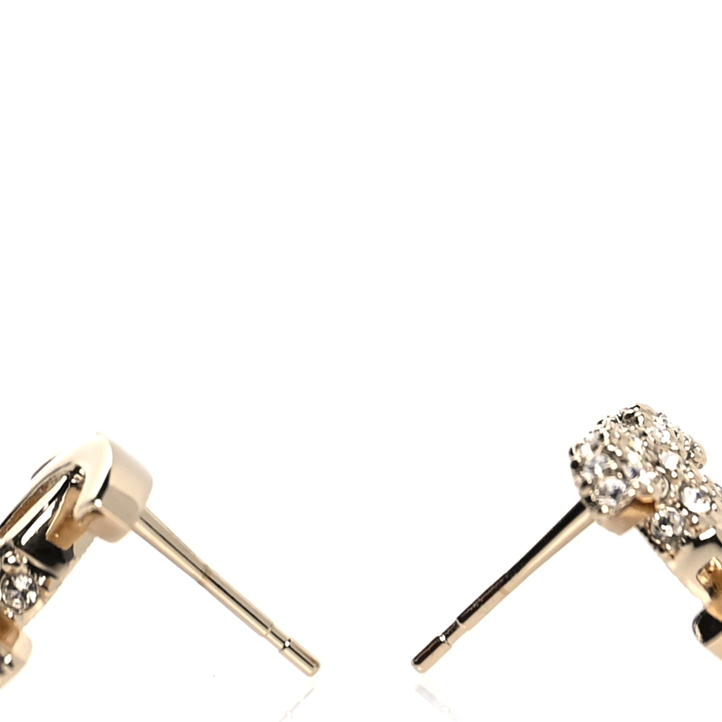 Crystal Metal CC Earrings Gold