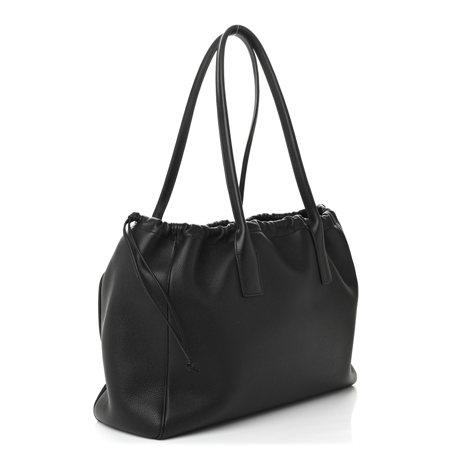 Celine Calfskin Cuir Triomphe Cabas Drawstring Black 3 of 9