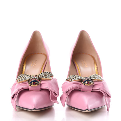 Gucci Nappa Queen Margaret Bow Mid Heel Pumps 39.5 Sugar Pink 2 of 9