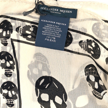 Alexander McQueen Silk Chiffon Skull Scarf Ivory Black 3 of 3