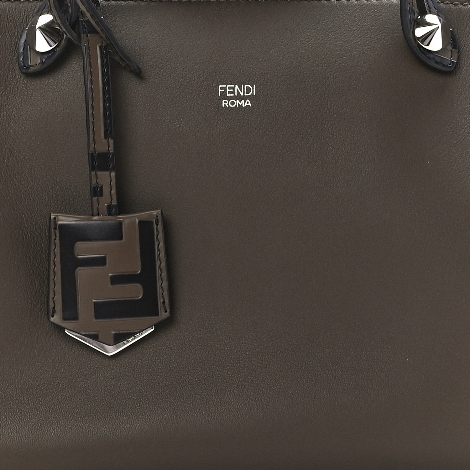 Fendi Vitello Dolce Bi-Color FF 1974 Embossed Medium By The Way Boston Bag Maya Black 7 of 10