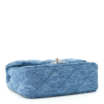 Chanel Denim Quilted Camellia Sweetheart Mini Flap Blue 4 of 9