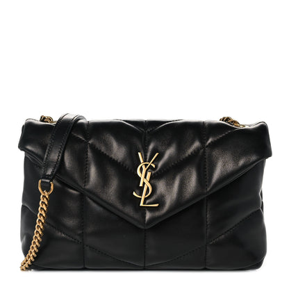Saint Laurent Lambskin Quilted Toy Loulou Puffer Monogram Chain Satchel Black 1 of 9