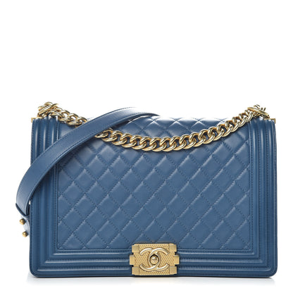 Chanel Lambskin Quilted New Medium Boy Flap Blue 1 of 14