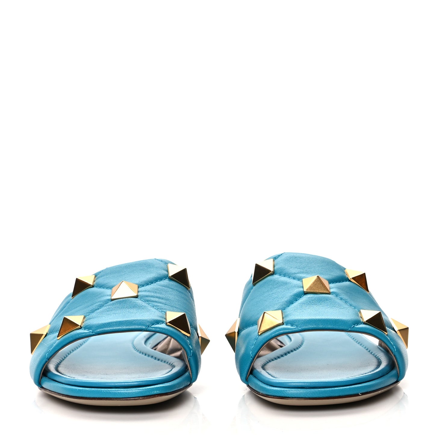 Nappa Roman Stud Flat Slide Sandals 39 Sky Fall