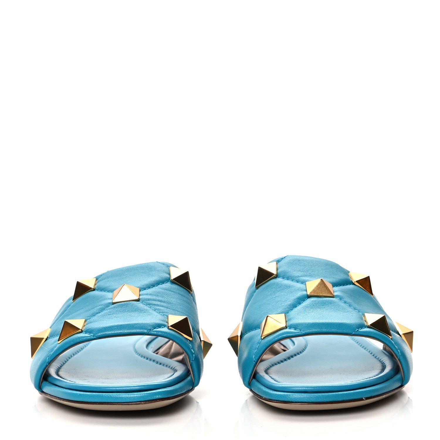 Valentino Garavani Nappa Roman Stud Flat Slide Sandals 39 Sky Fall 2 of 8