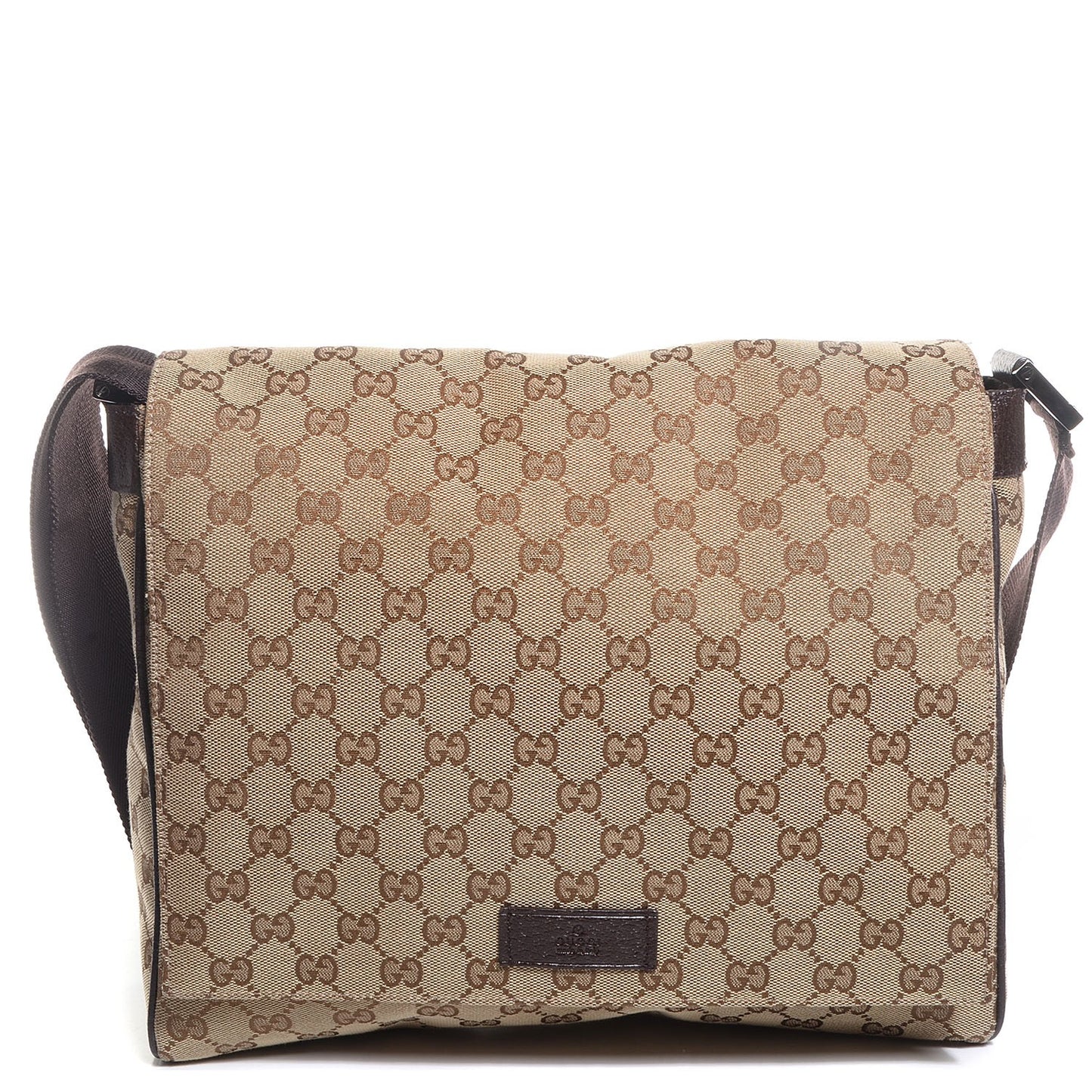 Monogram Small Flap Messenger Bag Beige Dark Brown