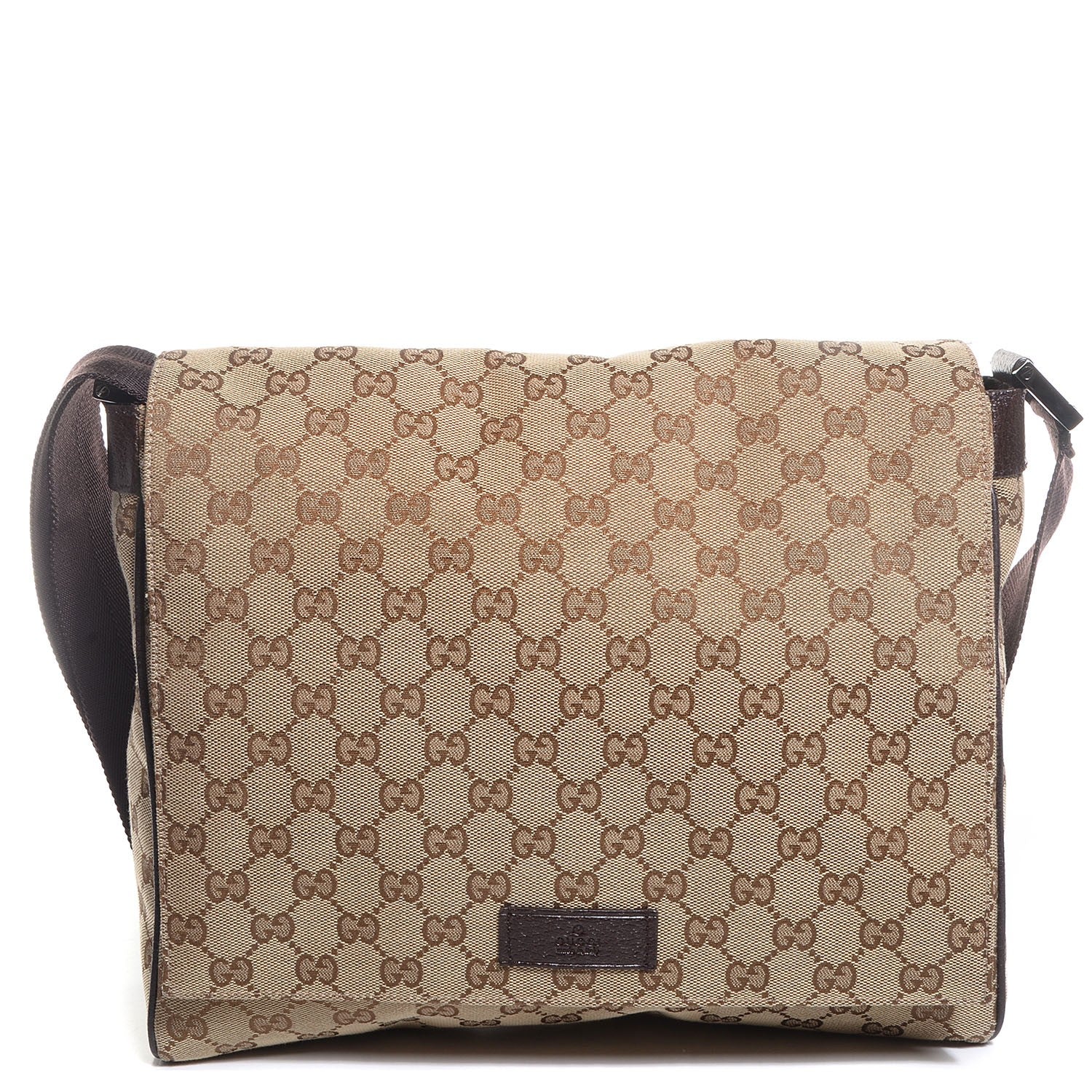 Gucci Monogram Small Flap Messenger Bag Beige Dark Brown 1 of 8