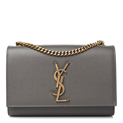Saint Laurent Grain De Poudre Small Monogram Kate Satchel Grey Kaki 1 of 8