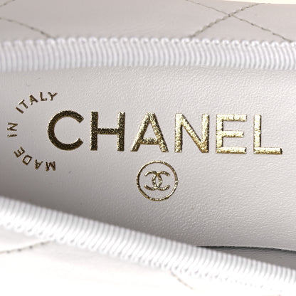 Chanel Lambskin Quilted CC Cambon Ballet Flats 37 White Black 9 of 11